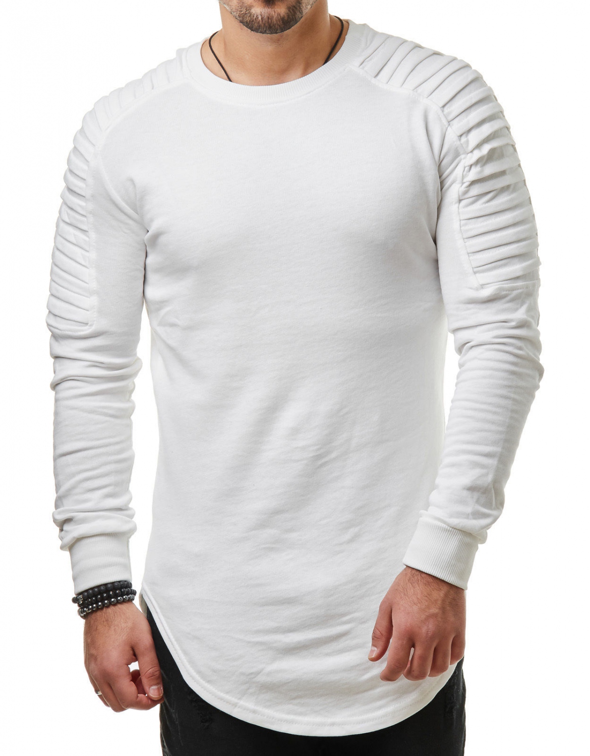 Pull homme nervuré oversize blanc 1260